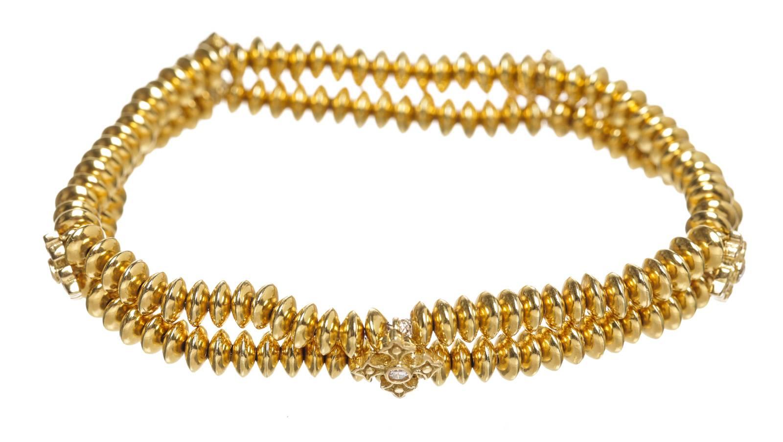 Contemporary Loree Rodkin Diamond Gold Stretch Bracelet For Sale