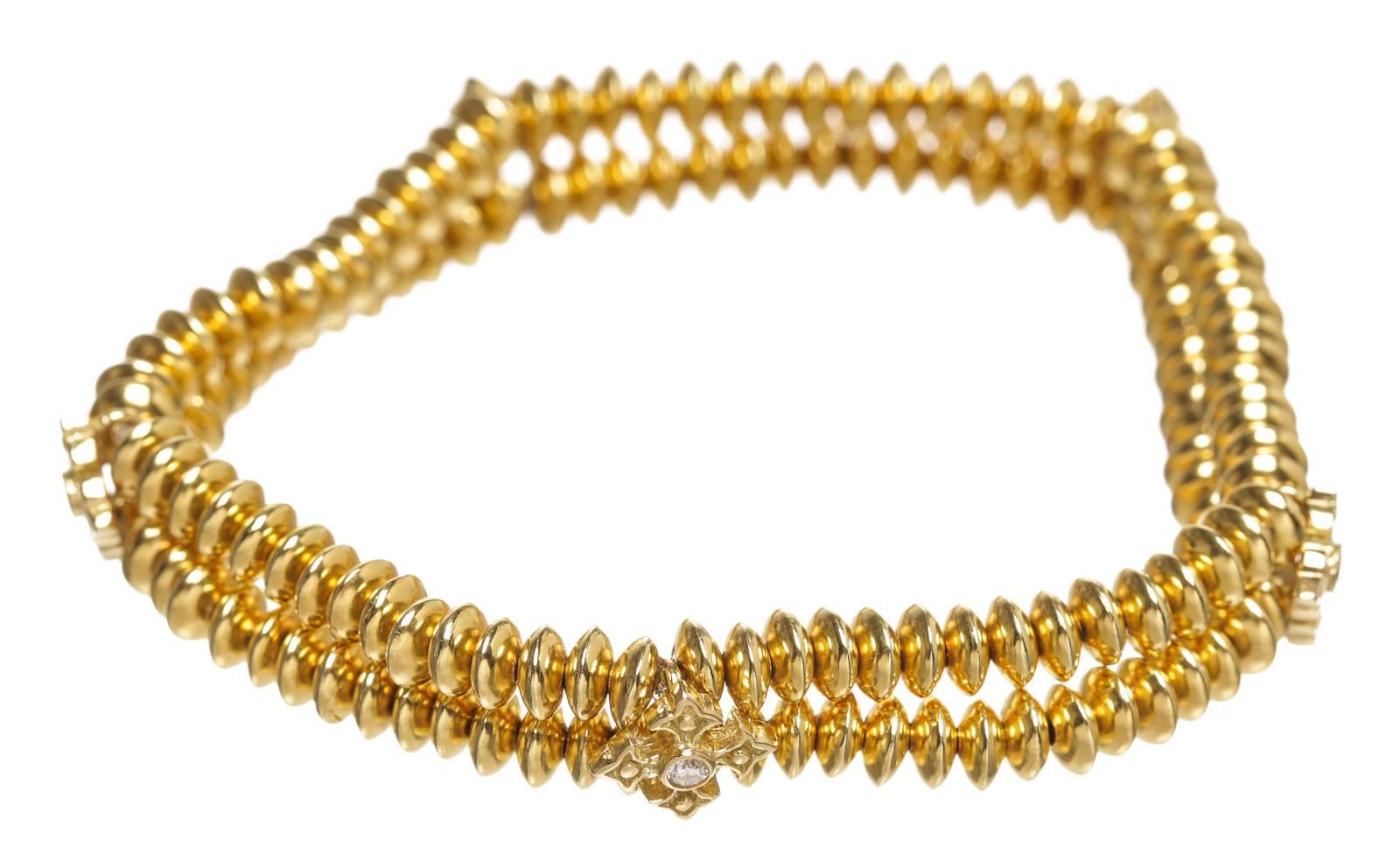 Women's Loree Rodkin Diamond Gold Stretch Bracelet For Sale