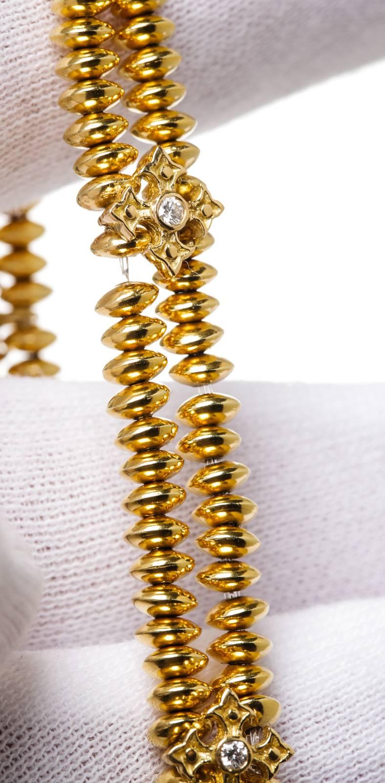 Loree Rodkin Diamond Gold Stretch Bracelet For Sale 1