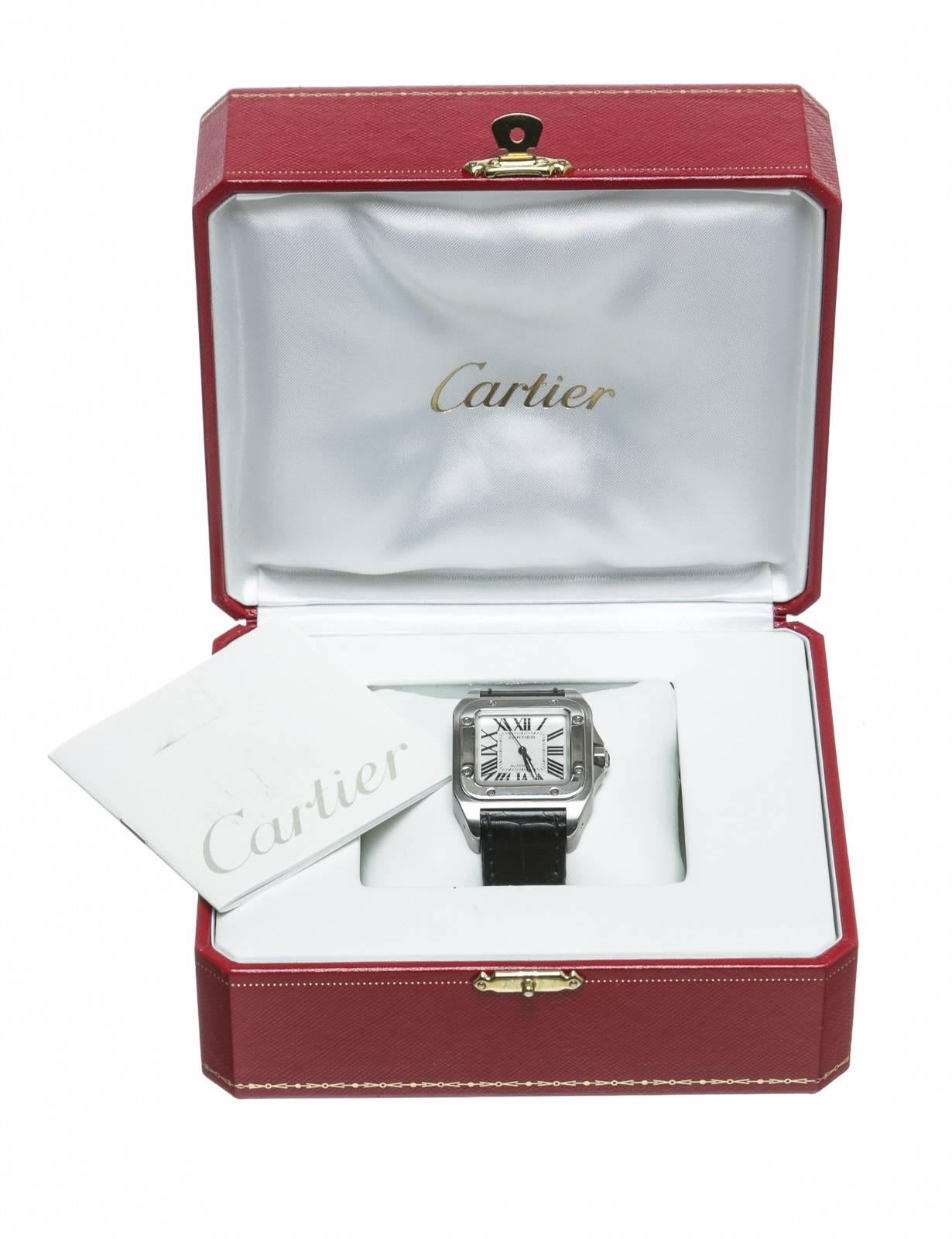 Contemporary  Cartier Stainless Steel Santos 100 Wristwatch For Sale