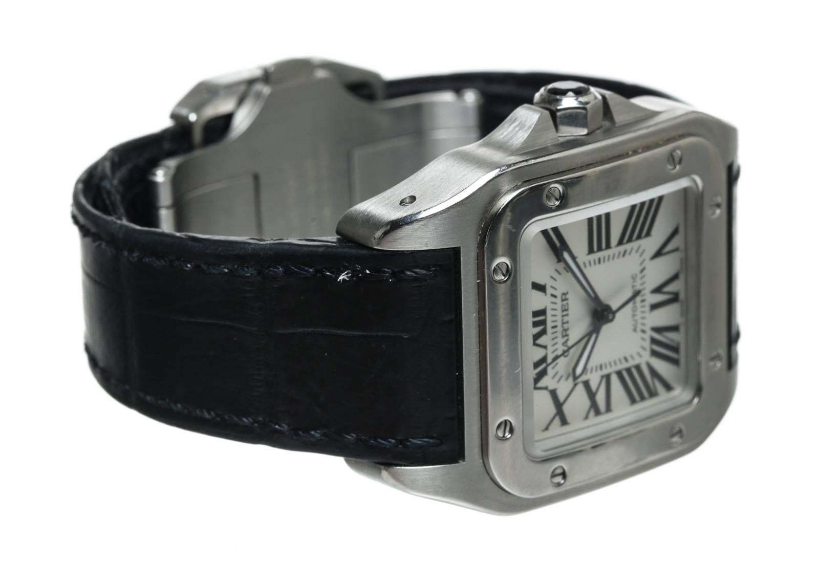 Show off your signature style with this unisex Cartier Santos watch. Crafted from stainless steel, this watch is sure to be a show stopper. 