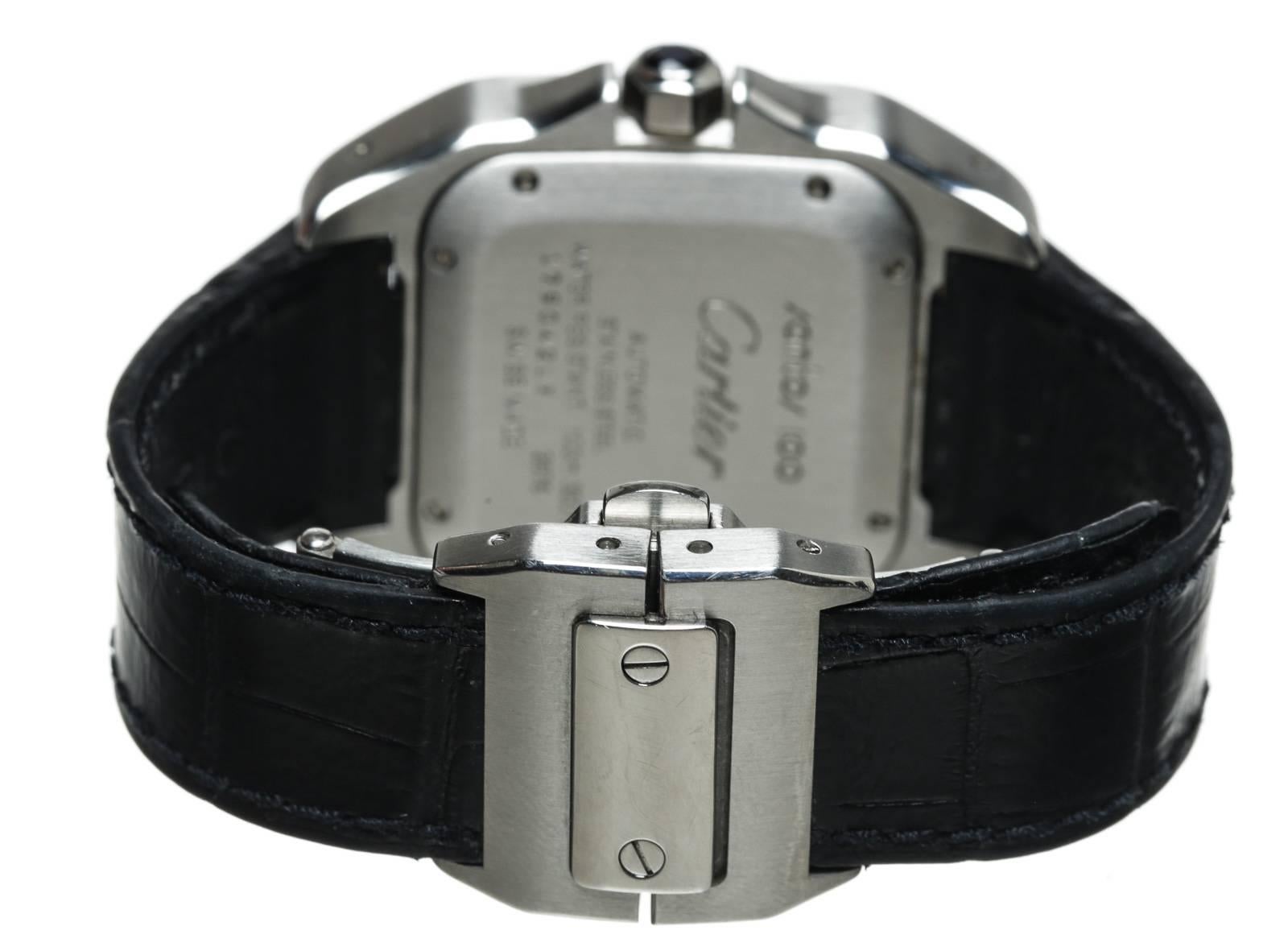 Women's or Men's  Cartier Stainless Steel Santos 100 Wristwatch For Sale