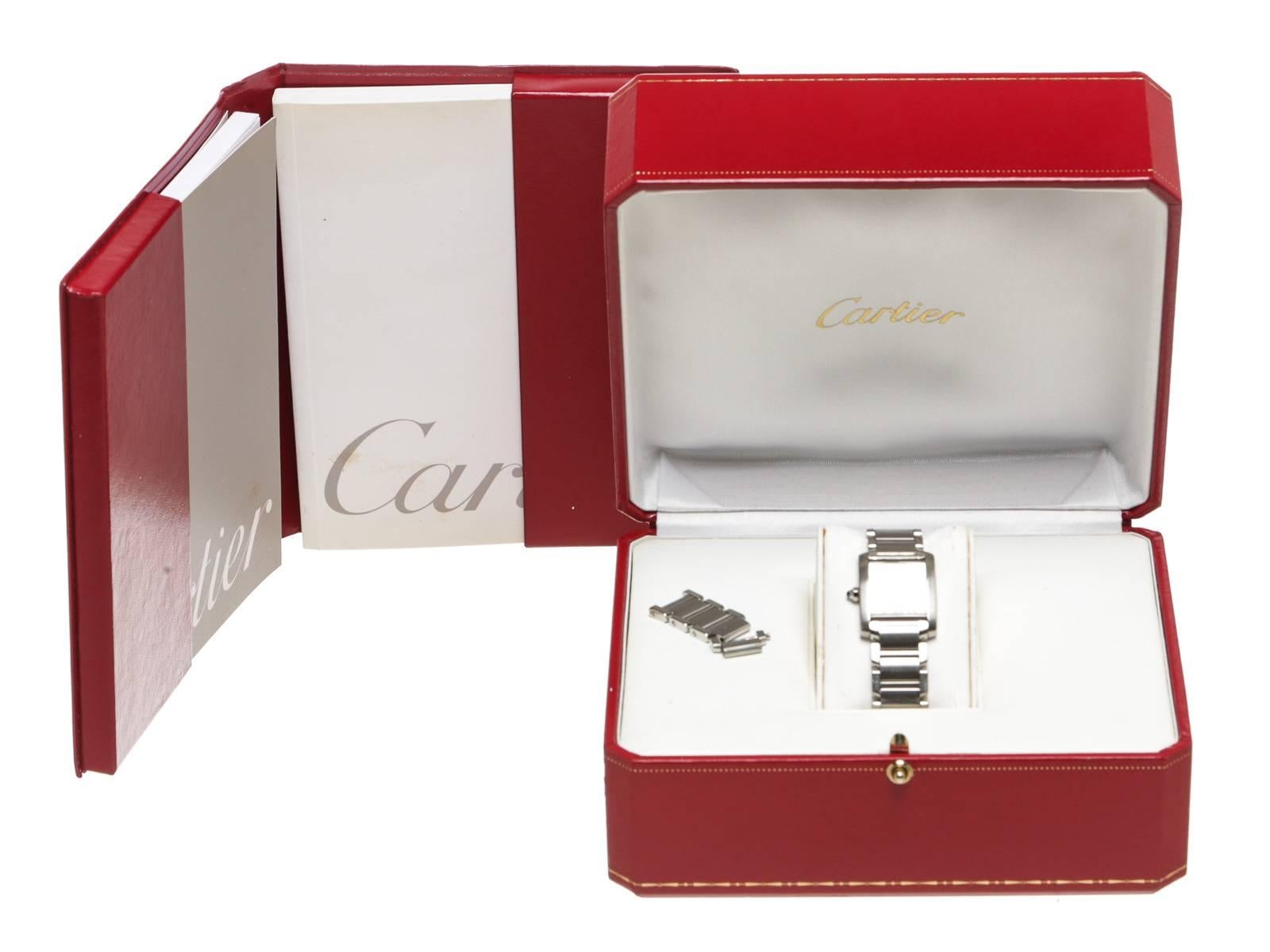 Cartier Lady's Stainless Steel Tank Francaise Wristwatch For Sale 4