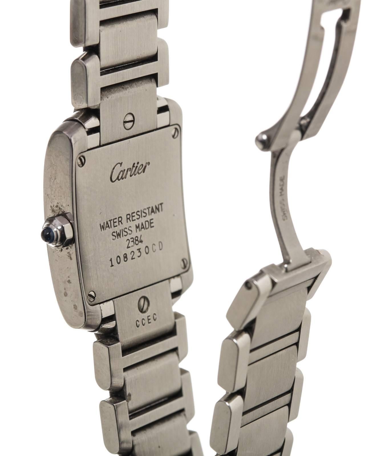 Cartier Lady's Stainless Steel Tank Francaise Wristwatch For Sale 3