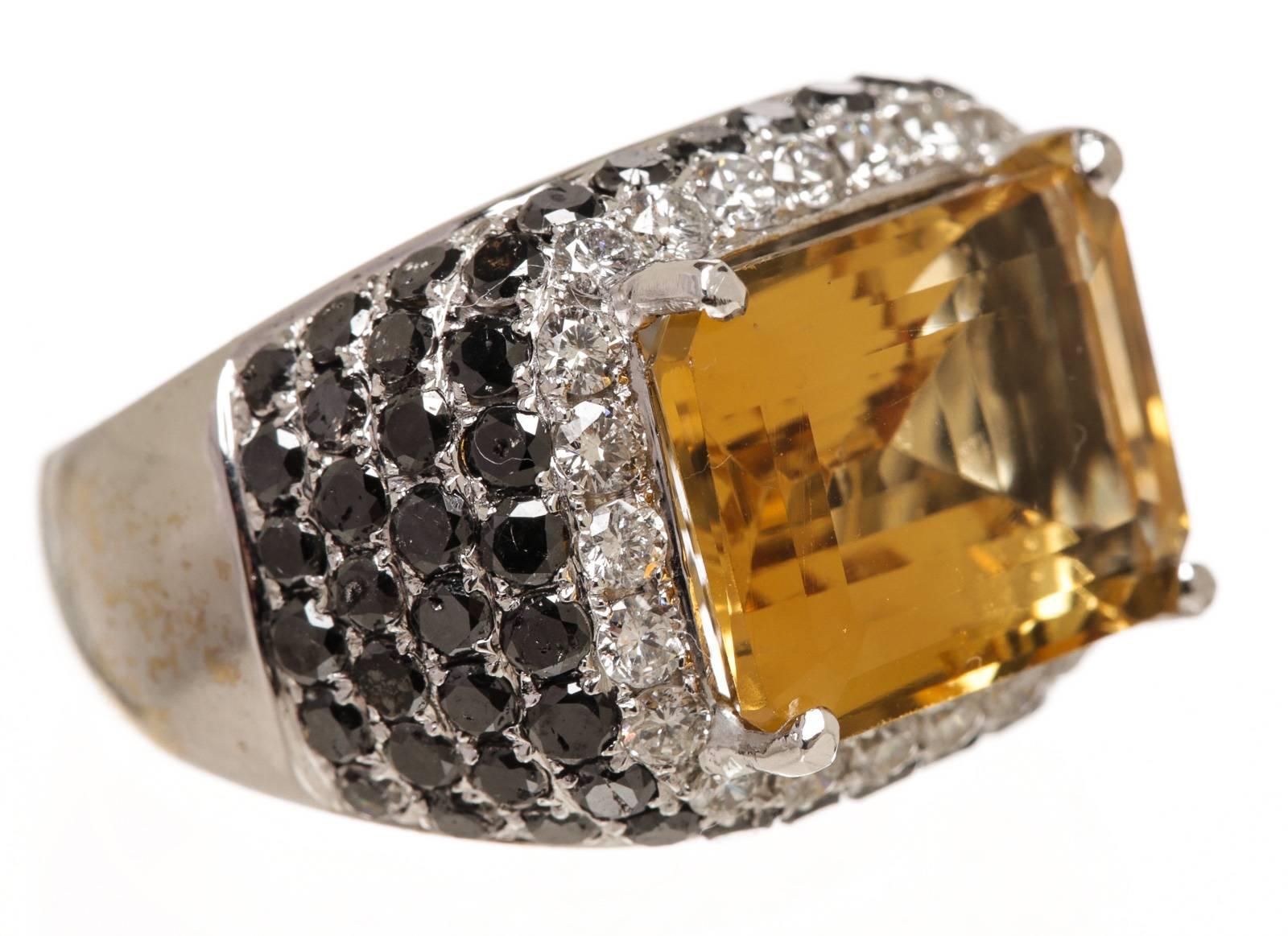 Citrine Diamond Gold Ring For Sale 4