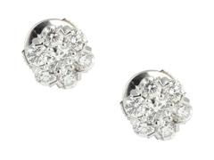 1.88 TCW Van Cleef & Arpels Diamond Gold Large Fleurette Earrings IF VVS