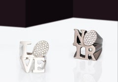 Youmna Fine Jewellery 18 Karat White Gold Love Cocktail Ring with Diamonds