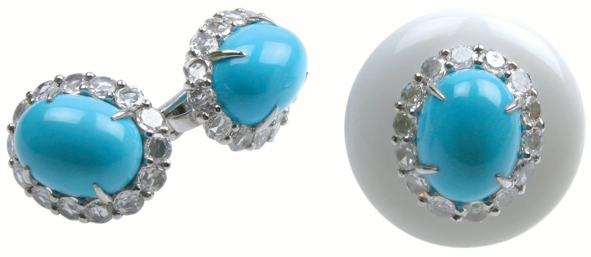 Metal: 18K White Gold
Precious Stones: Turquoise, Diamonds (3.6ct, 28 pieces)
Please allow for slight variations in measurements as pieces are handmade.
 
CAPRI COLLECTION © 2004
Reflecting the vibrancy of the Mediterranean islands and its