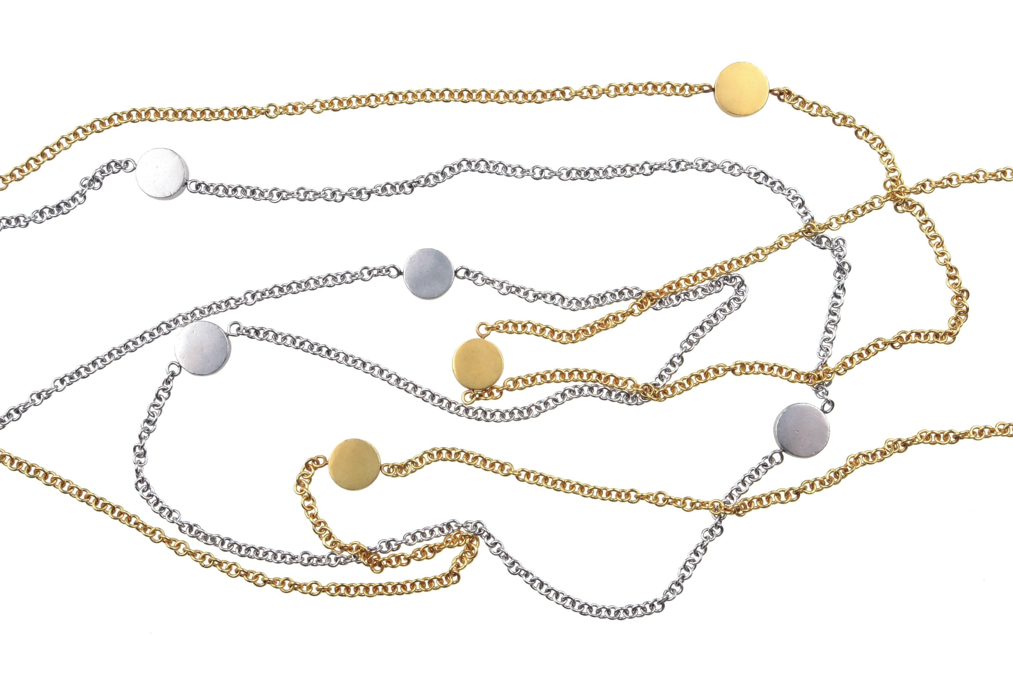 Women's or Men's Youmna Fine Jewellery 18 Karat Yellow Gold Pastilles Long Necklace For Sale