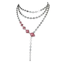 Youmna 18 Karat White Gold and Rubies Detachable Drop Earrings Necklace Suite