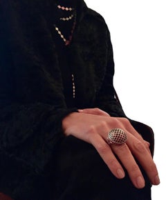 18 Karat White Gold Ballet Russes Cocktail Ring with Rubies