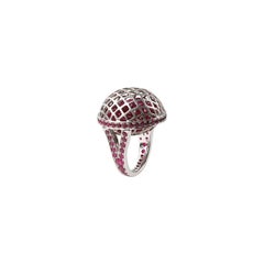 18 Karat White Gold Ballet Russes Cocktail Ring with Rubies