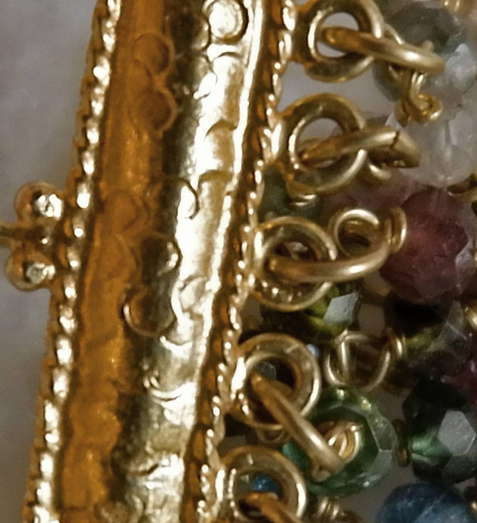 Tourmaline and 18 Karat Yellow Gold Chandelier Bead Dangle Earrings 2