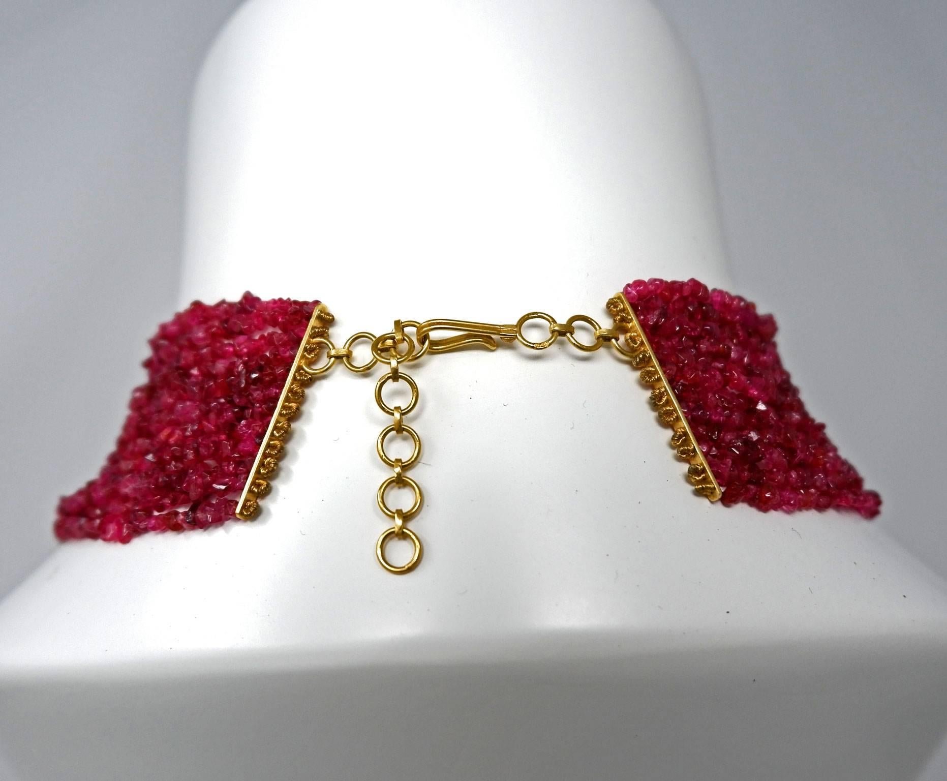 Ruby Diamond Citrine and Gold Bead Drop Necklace 2