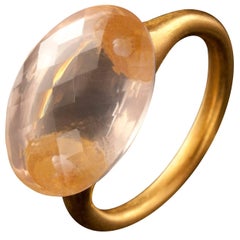 Rose Quartz and Yellow Gold Cocktail Ring