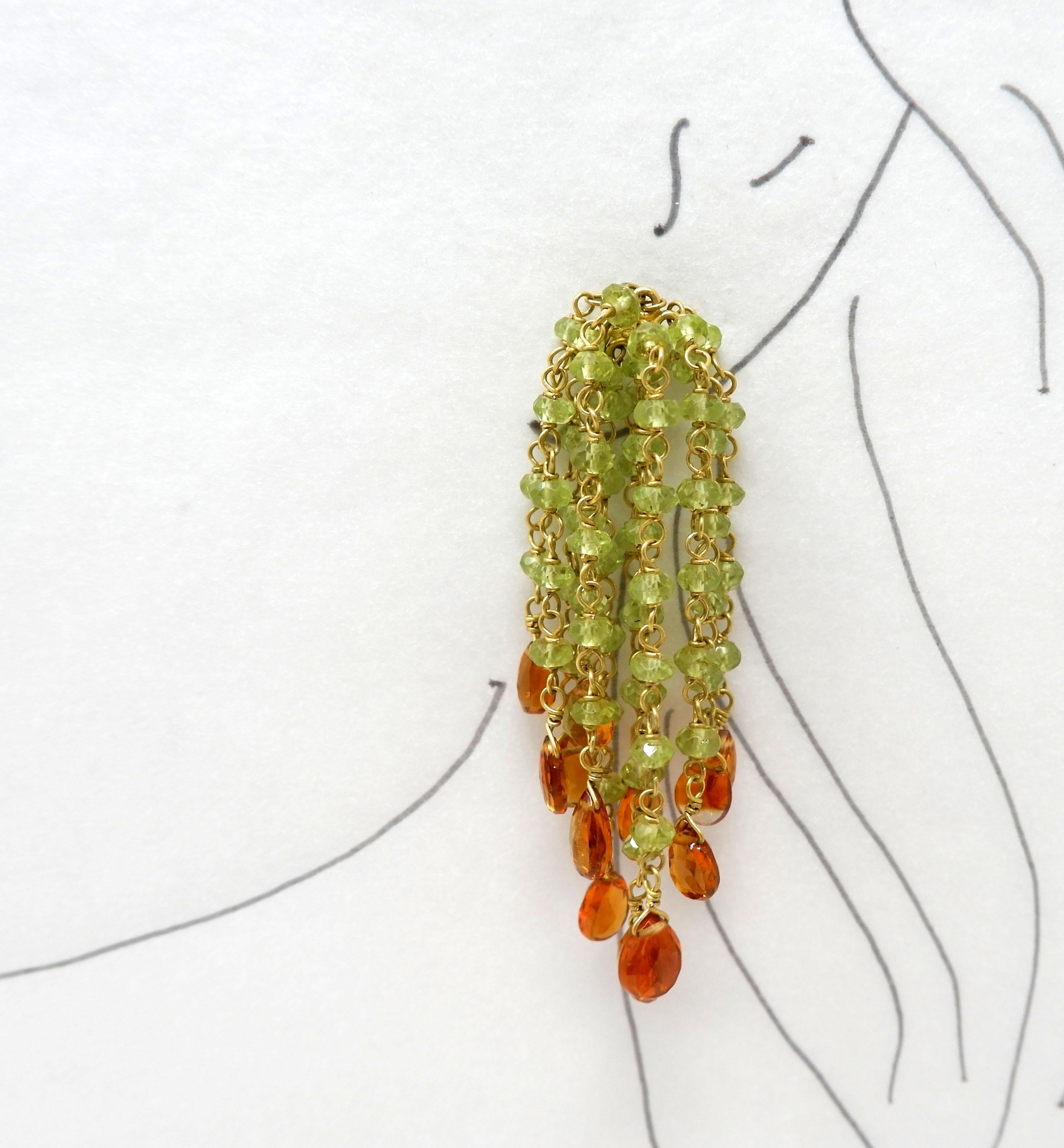 Contemporary Peridot and Citrine Gold Bead Earrings For Sale