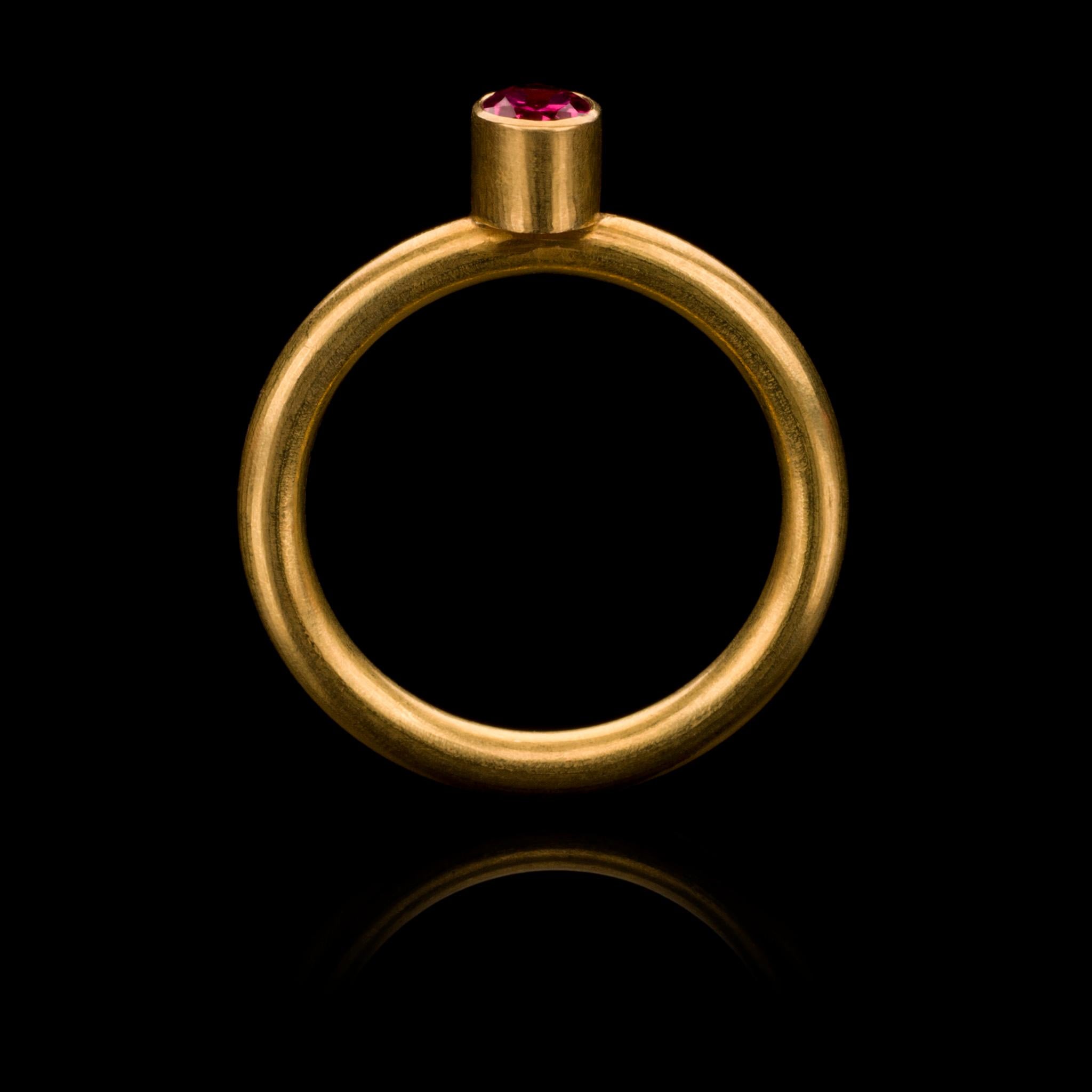 Contemporary Tourmaline and 18 Karat Gold Stacking Ring For Sale