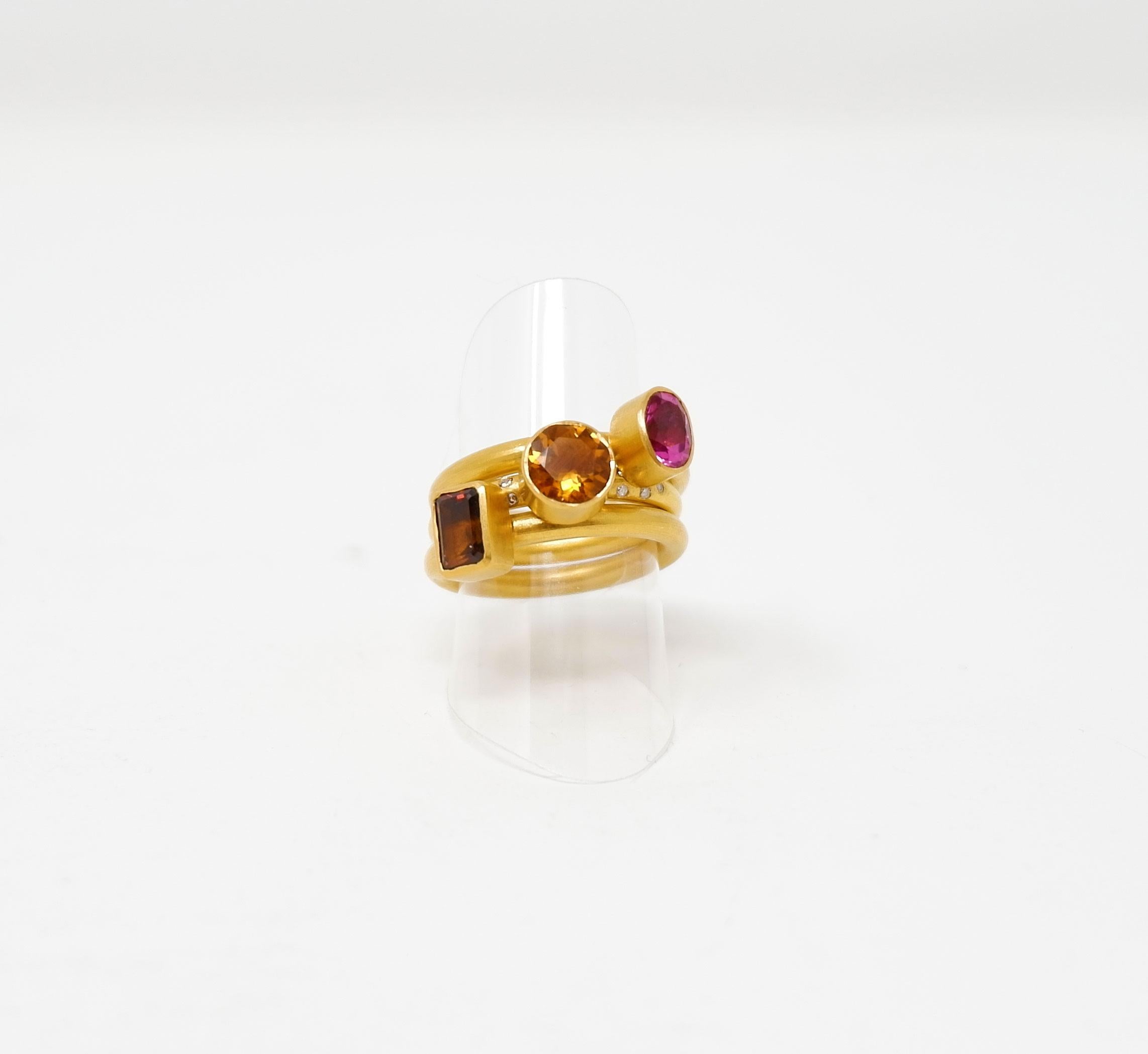 Women's Tourmaline and 18 Karat Gold Stacking Ring For Sale