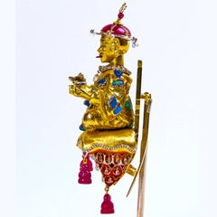 Chinoiserie Diamond Ruby Opal Citrine Brooch
