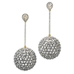 Ark Design, Drop Earrings, Diamonds, 18 Karat Gold, Silver