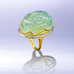Ark Design, Emerald, Diamonds and Yellow Gold Ring