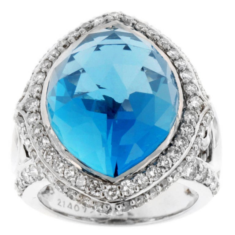 Zorab Creation 22.90 Carat London Blue Topaz Diamond Cocktail Ring For Sale at 1stDibs carat