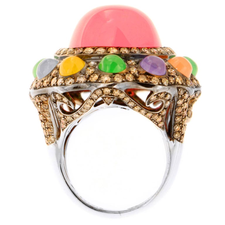 Zorab Creation Vibrant Multi-Color Jade Brown Diamond Cocktail Ring at ...