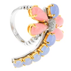 Zorab Creation, the Jade and Diamond Pastel Dragonfly Motion Ring