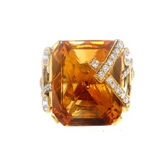 Zorab Creation, the 26.30 Carat Citrine Candy Ring with Diamonds and Sapphires
