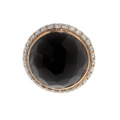 Zorab Creation 43.57 Carat Black Spinel White Diamond Dome Cocktail Ring