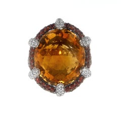 Zorab Creation  Anello d'oro a cupola con diamante citrino e zaffiro da 21,19 carati