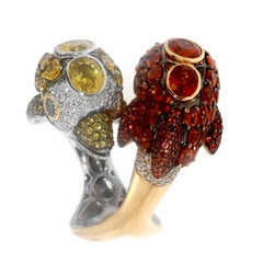 Zorab Creation Yellow and Orange Sapphire Dolphins Ring