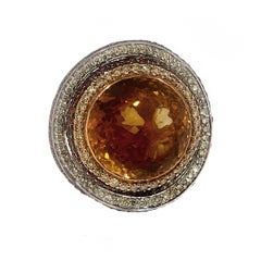 Zorab Creation Diamant 16,55 Citrin Karat Citrin Quarz Runde Dome Ring