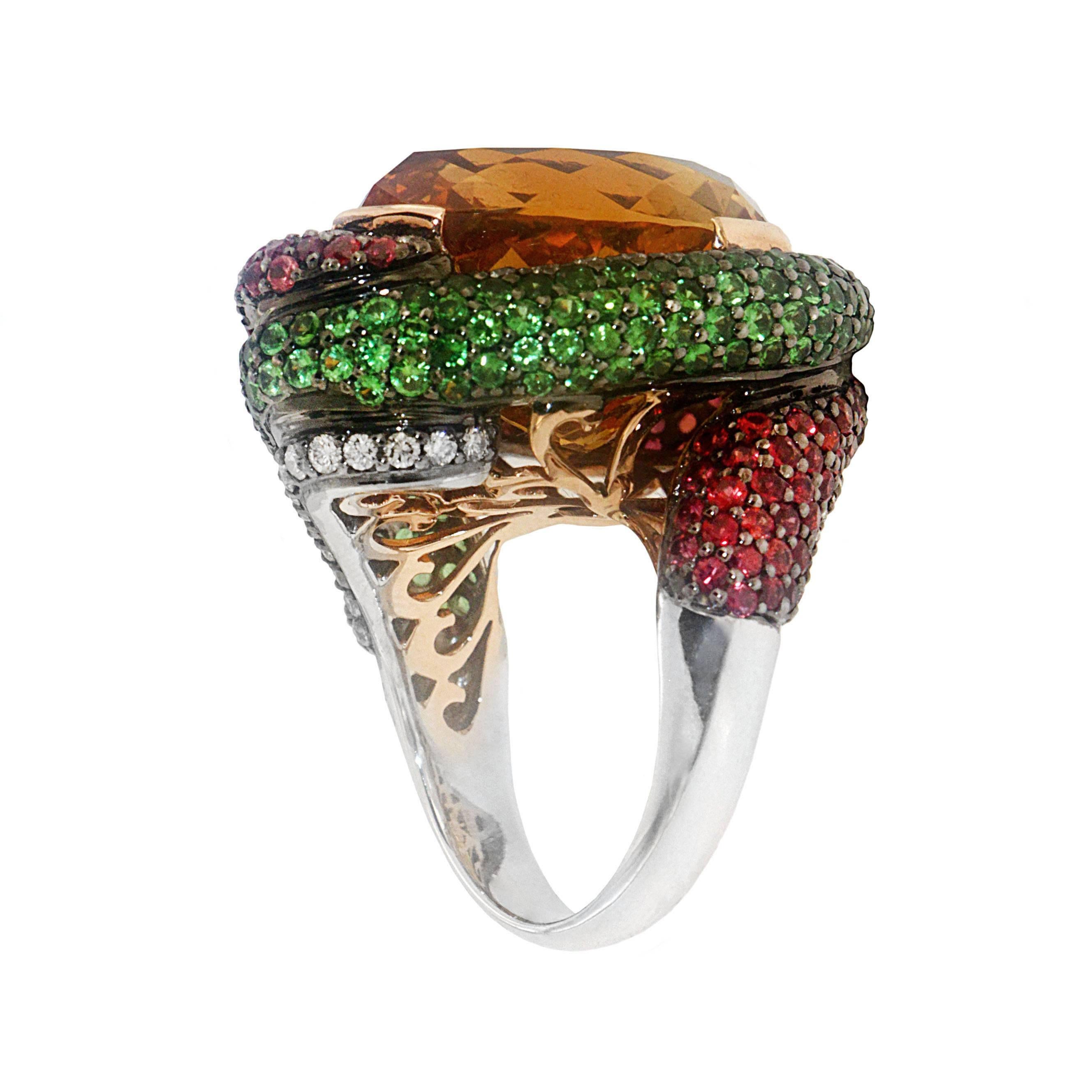 Romantic Zorab Creation, the Sunset Garden Ring in 32.30 Carat Citrine For Sale