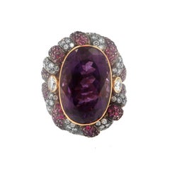 Zorab Creation 19.89 Carat Amethyst Pink Sapphire Diamond Cocktail Ring