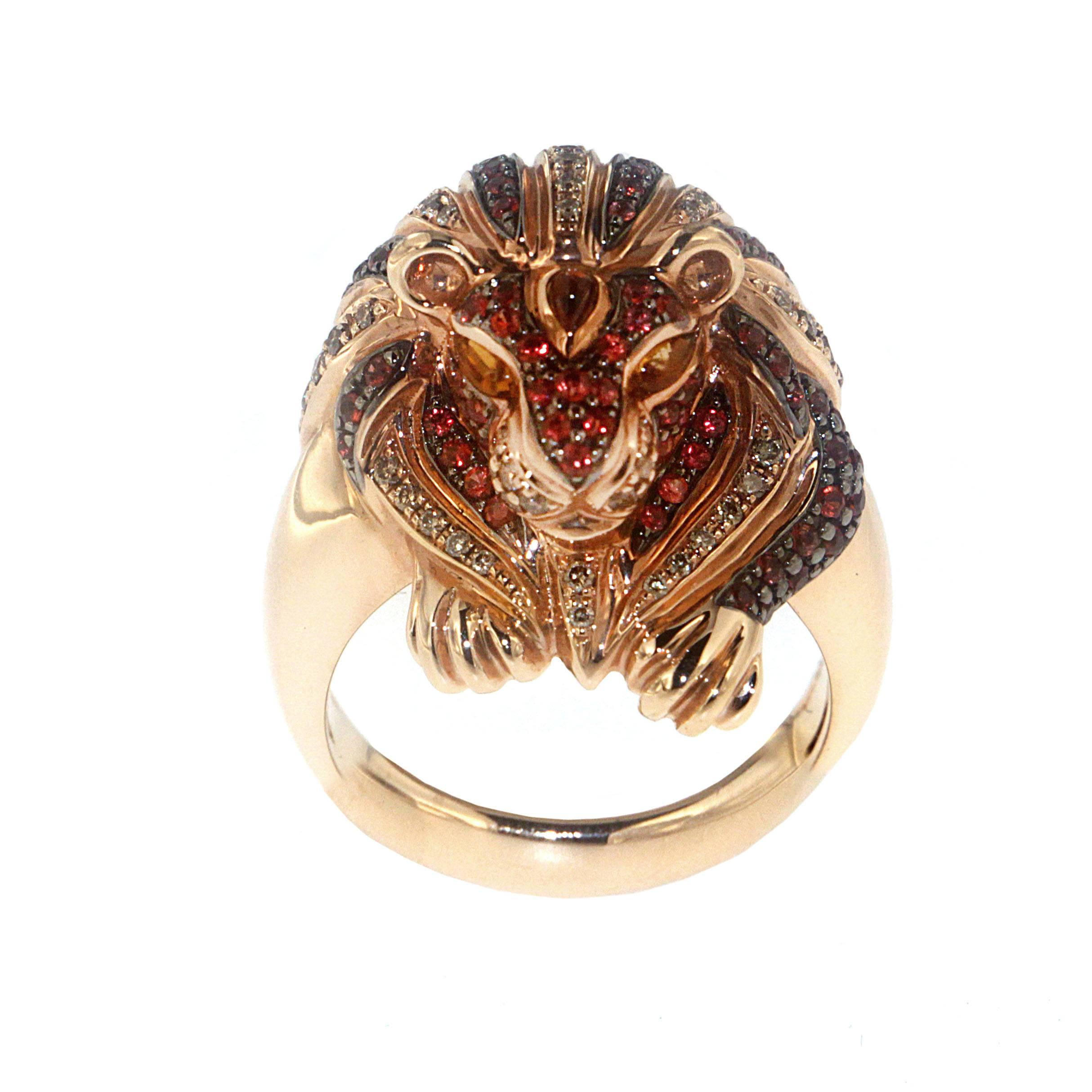 Fierce and all the rage is the Lioness ring, a Zorab Creation. 

You'll undoubtedly experience an uproar in personal leadership and stylized pride when adorning this ring. Comprised of 0.22 carats of fancy tourmaline, 0.68 carats of fiery sapphires