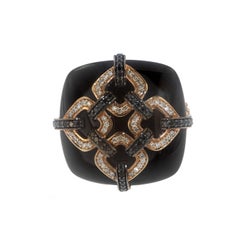 Zorab Creation 50.25 Carat Black Spinel and Diamonds Rose Gold Cocktail Ring