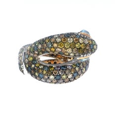 Zorab Creation Multi-Colored Fancy Diamond 8.00 cts Sunbeam Snake Cocktail Ring