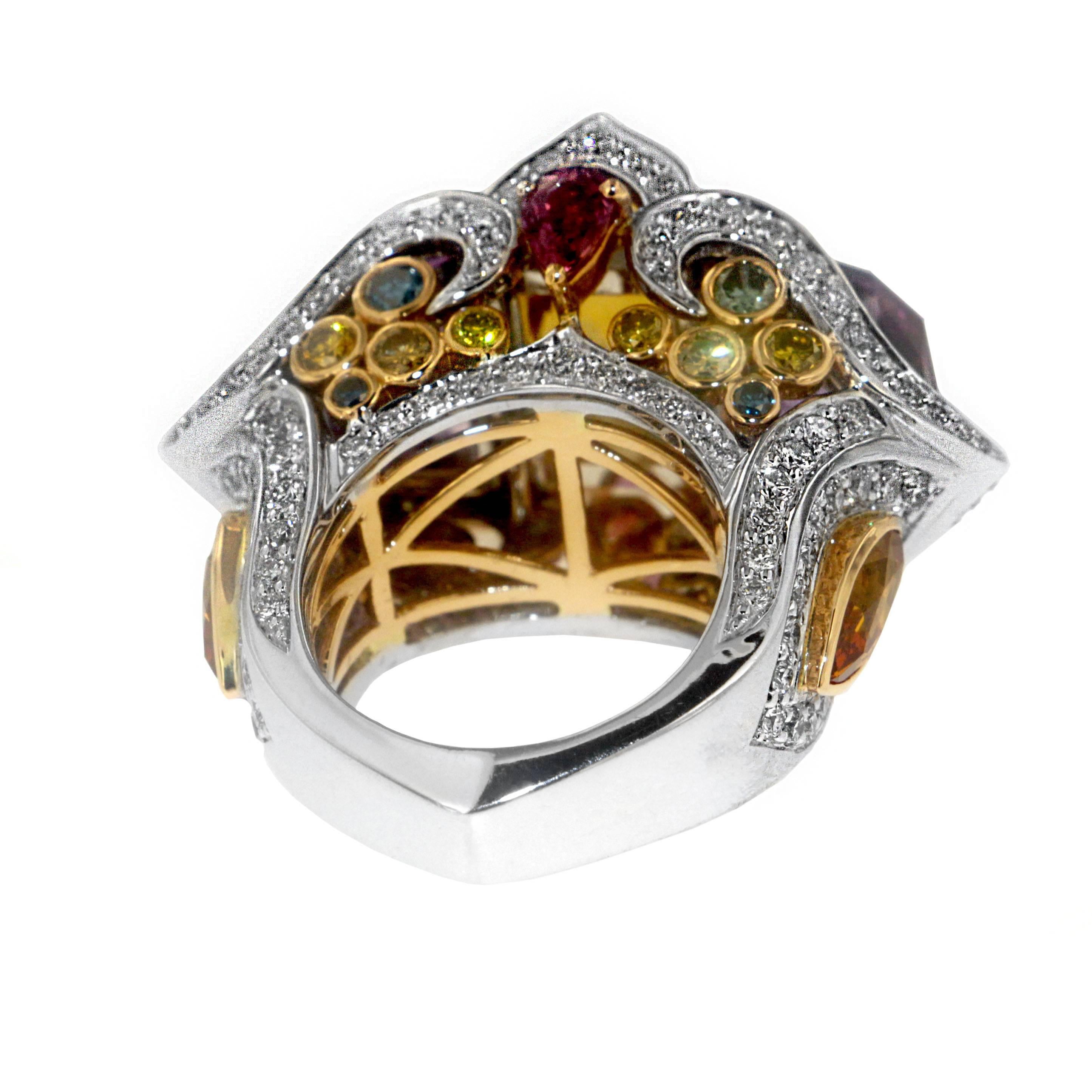 Zorab Creation Bague en saphir, améthyste, quartz, citrine et diamant de couleur Neuf - En vente à San Diego, CA