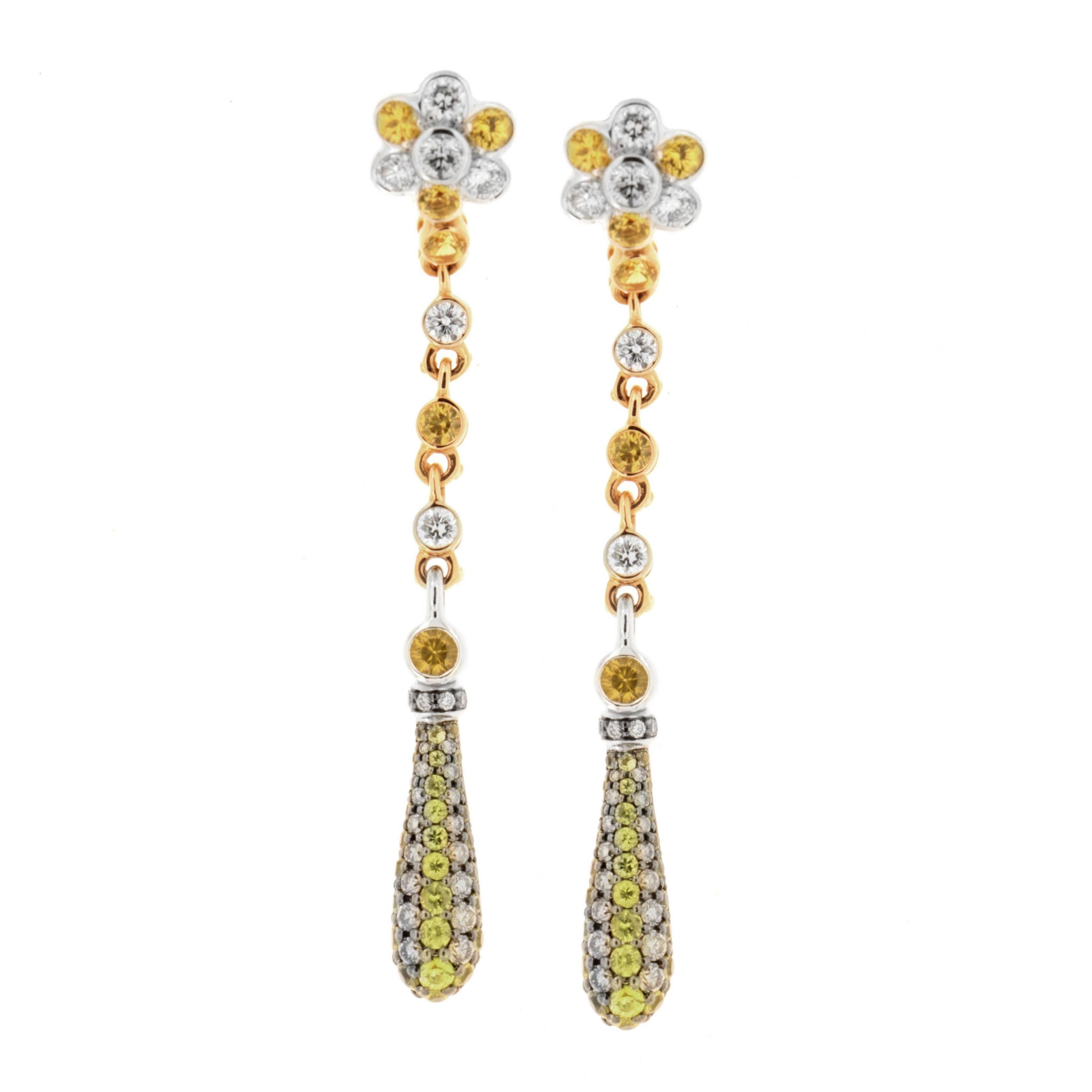 Orecchino a goccia con zaffiro giallo e diamante Zorab Creation