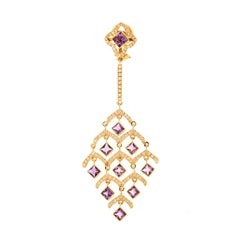 Zorab Creation Pendientes araña de cuarzo amatista y oro rosa con diamantes