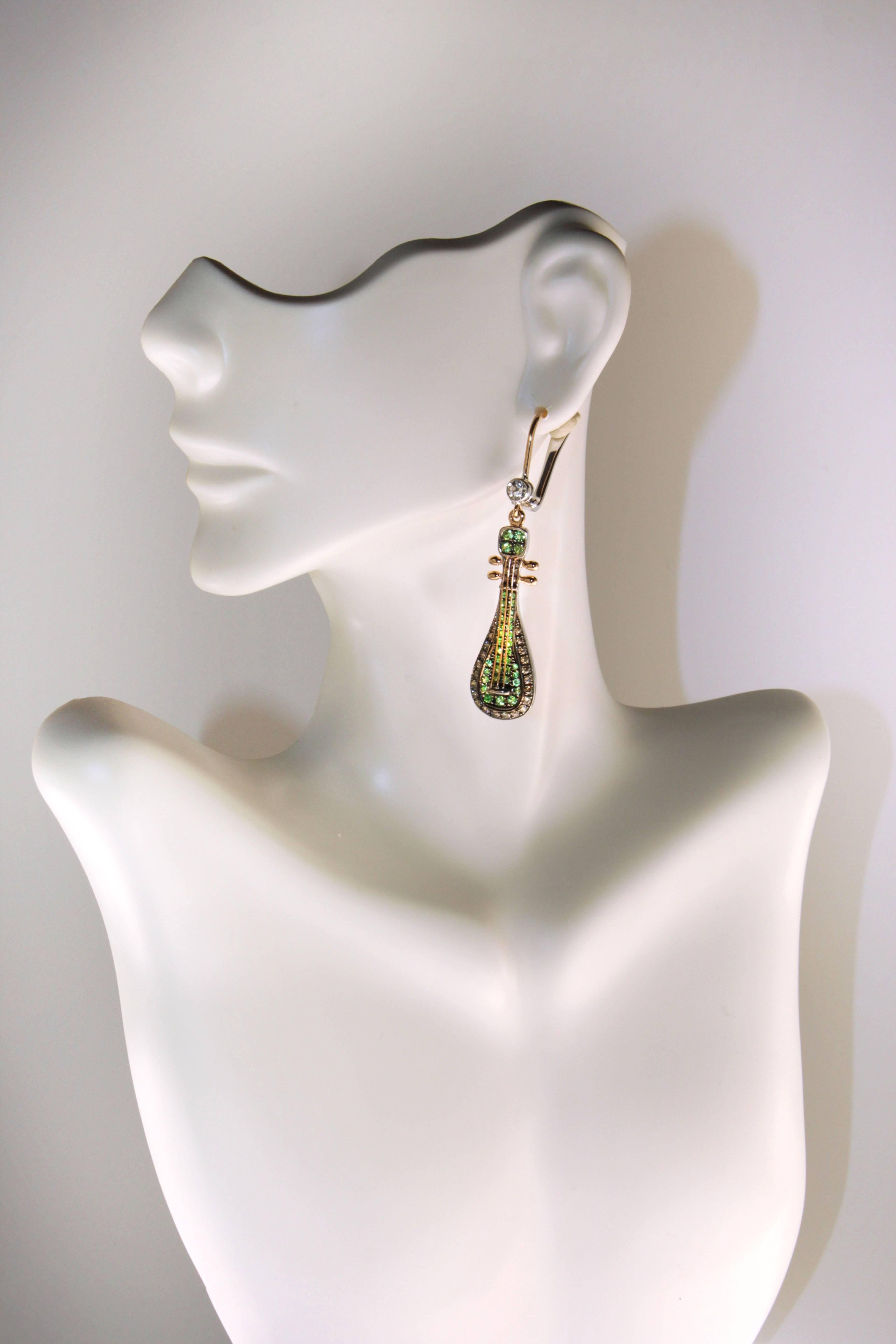 Early Victorian Resonance Earrings, a Zorab Creation For Sale