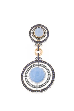 Zorab Creation Cerulean Sapphire and 48.65 Carat Blue Jade Drop Earrings