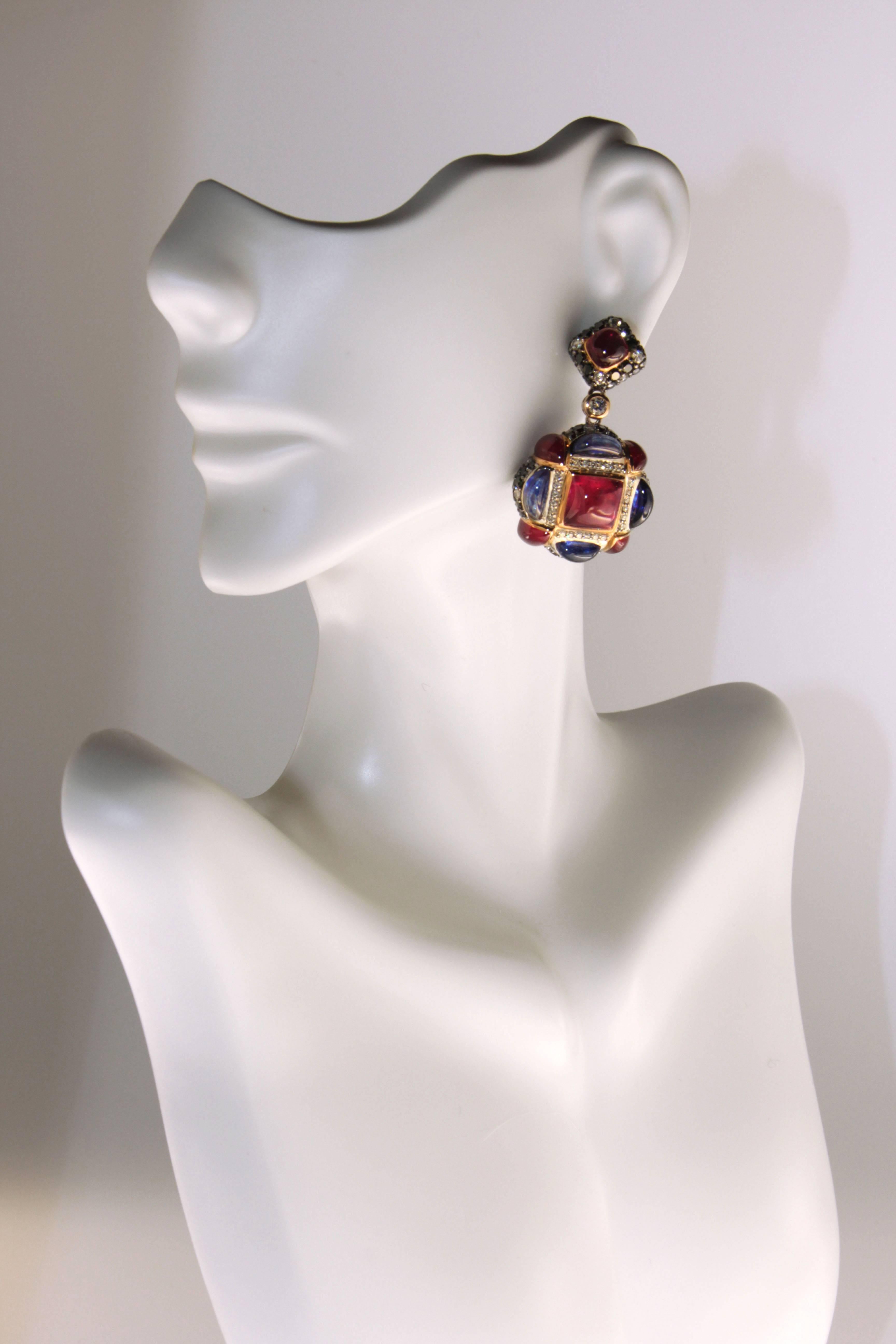 Edwardian Nobel Earrings, a Zorab Creation For Sale