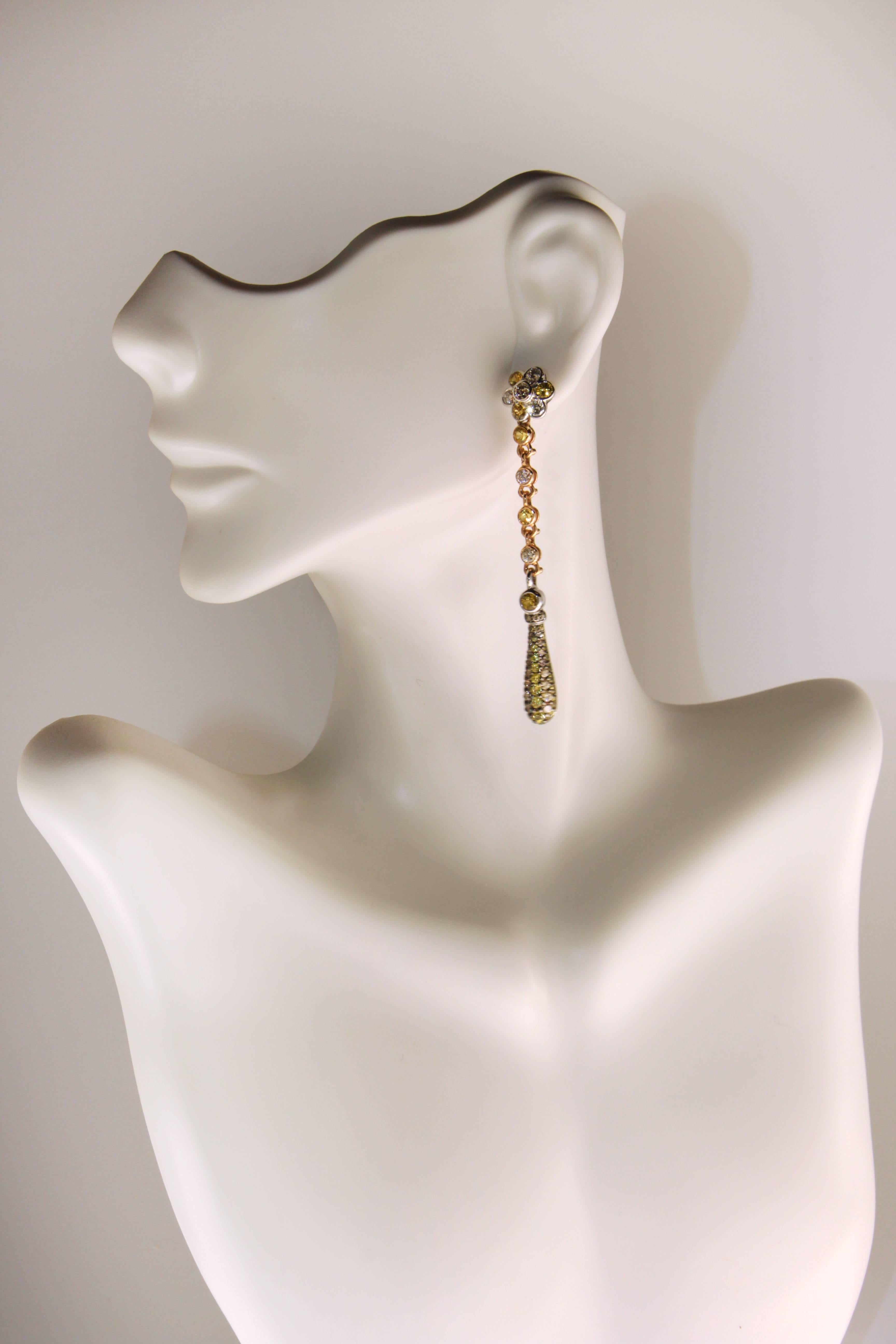 Orecchino a goccia con zaffiro giallo e diamante Zorab Creation In condizioni Nuovo in vendita a San Diego, CA