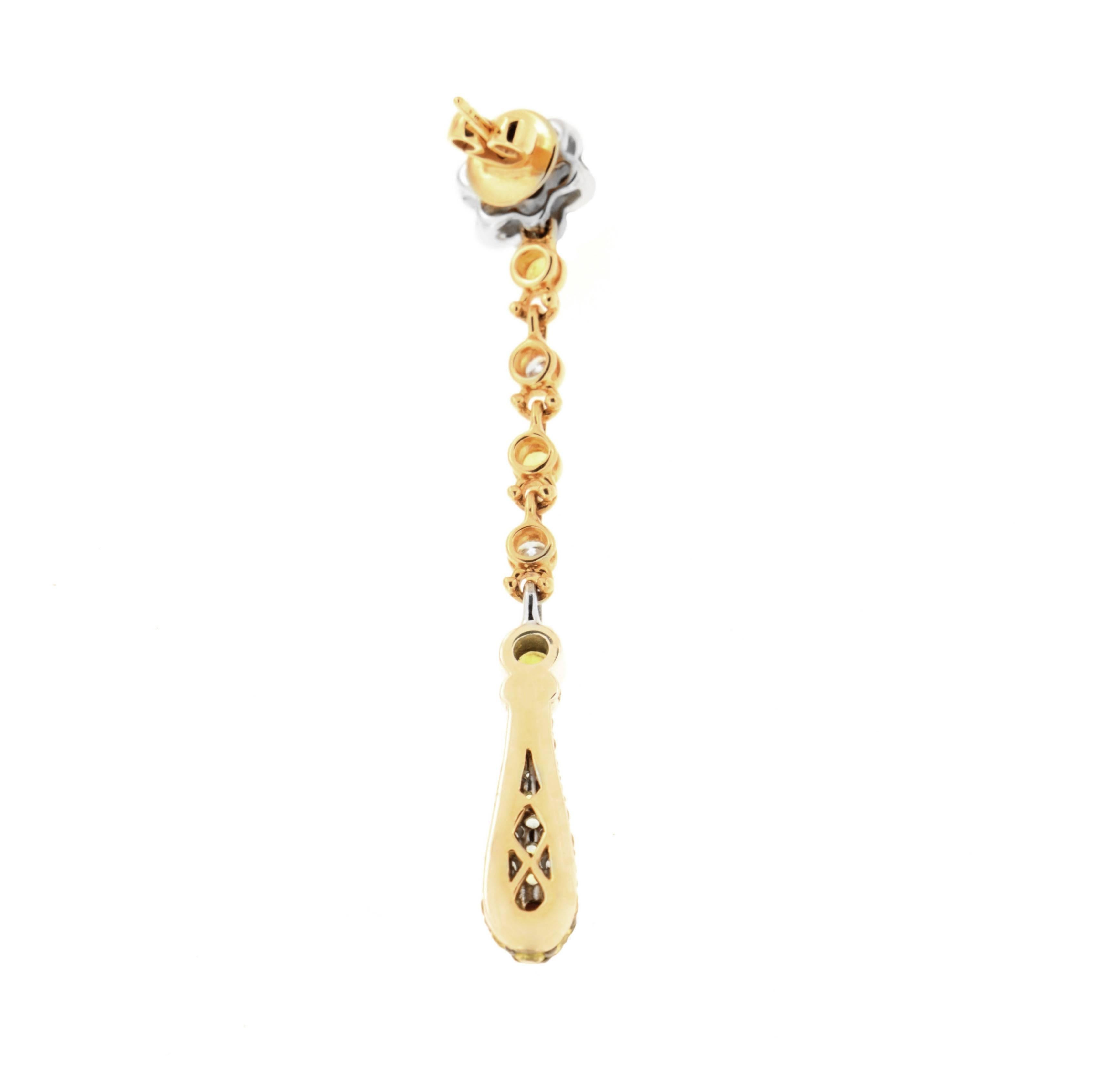Donna Orecchino a goccia con zaffiro giallo e diamante Zorab Creation in vendita