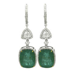 Emerald Cushion and Diamond Earrings 2
