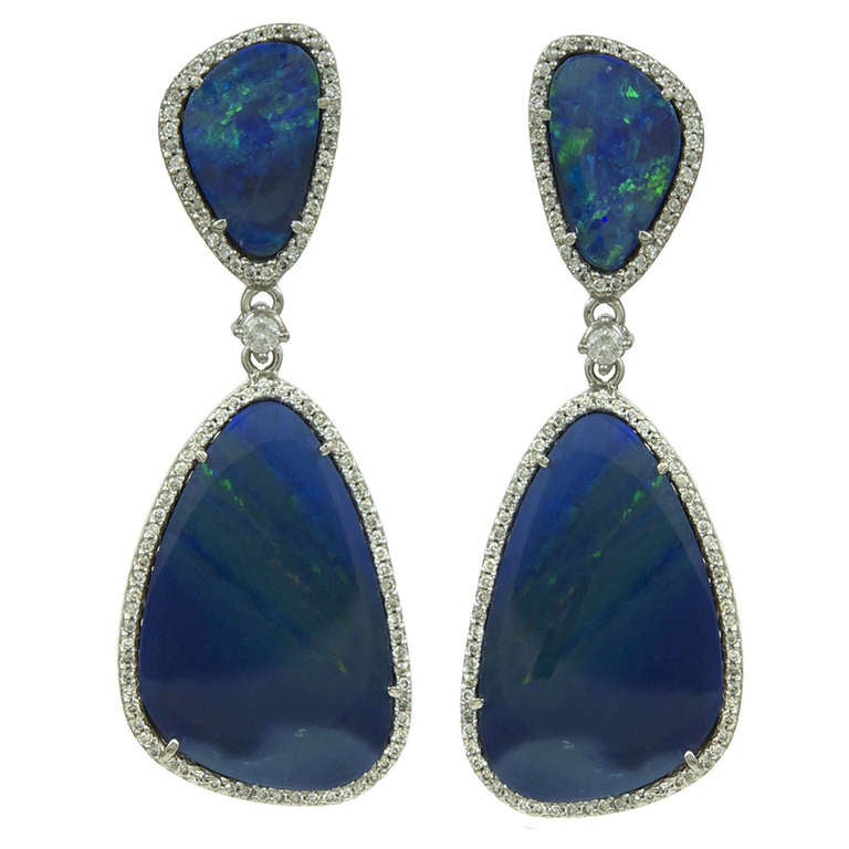 Opal and Diamond Earrings