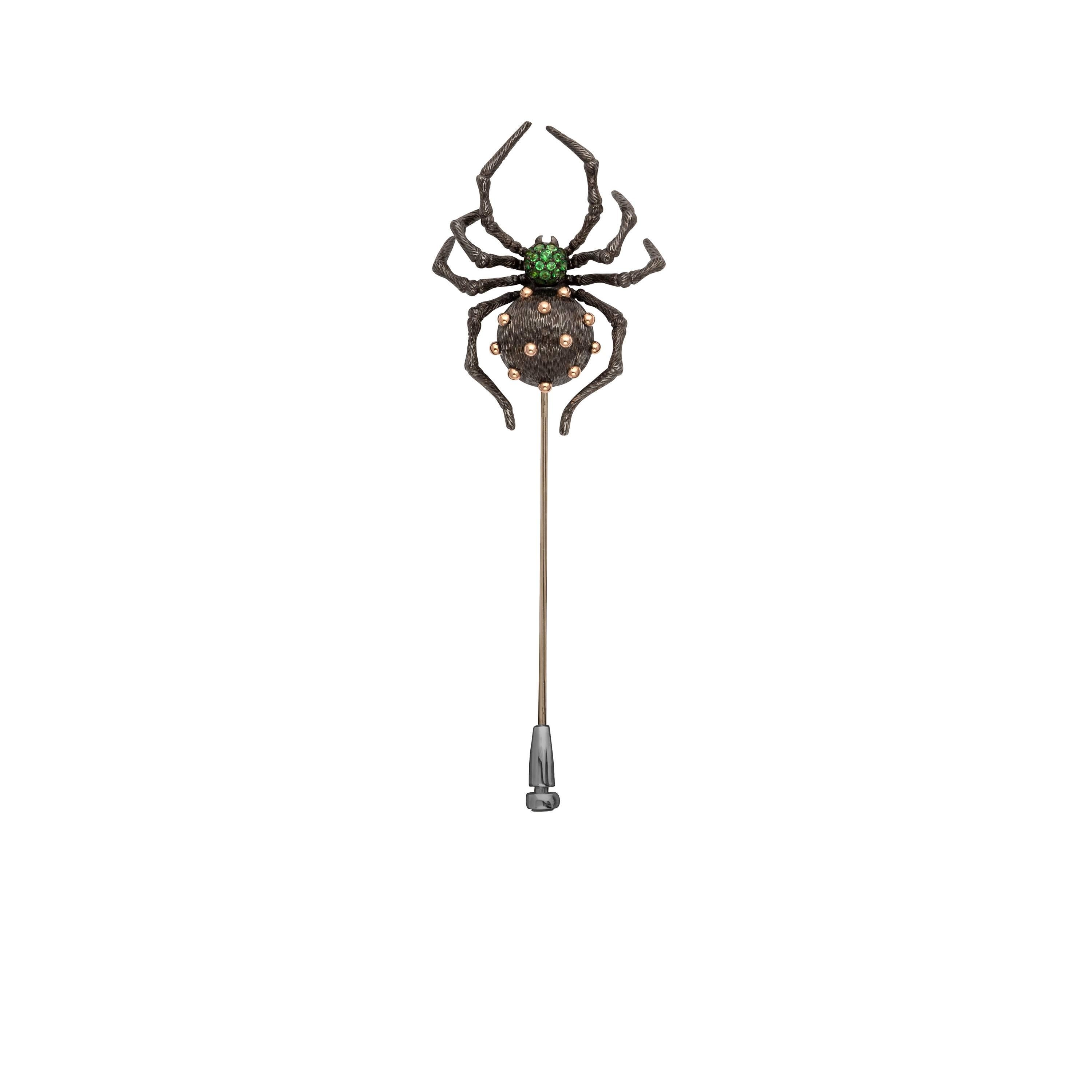 The Spider Yellow and Black Gold Pin is an artful representation of stunning creatures often found in fairytales and fables, letting you complete your look with an 18k solid gold spider. Sitting firmly on a black gold needle with yellow gold clutch