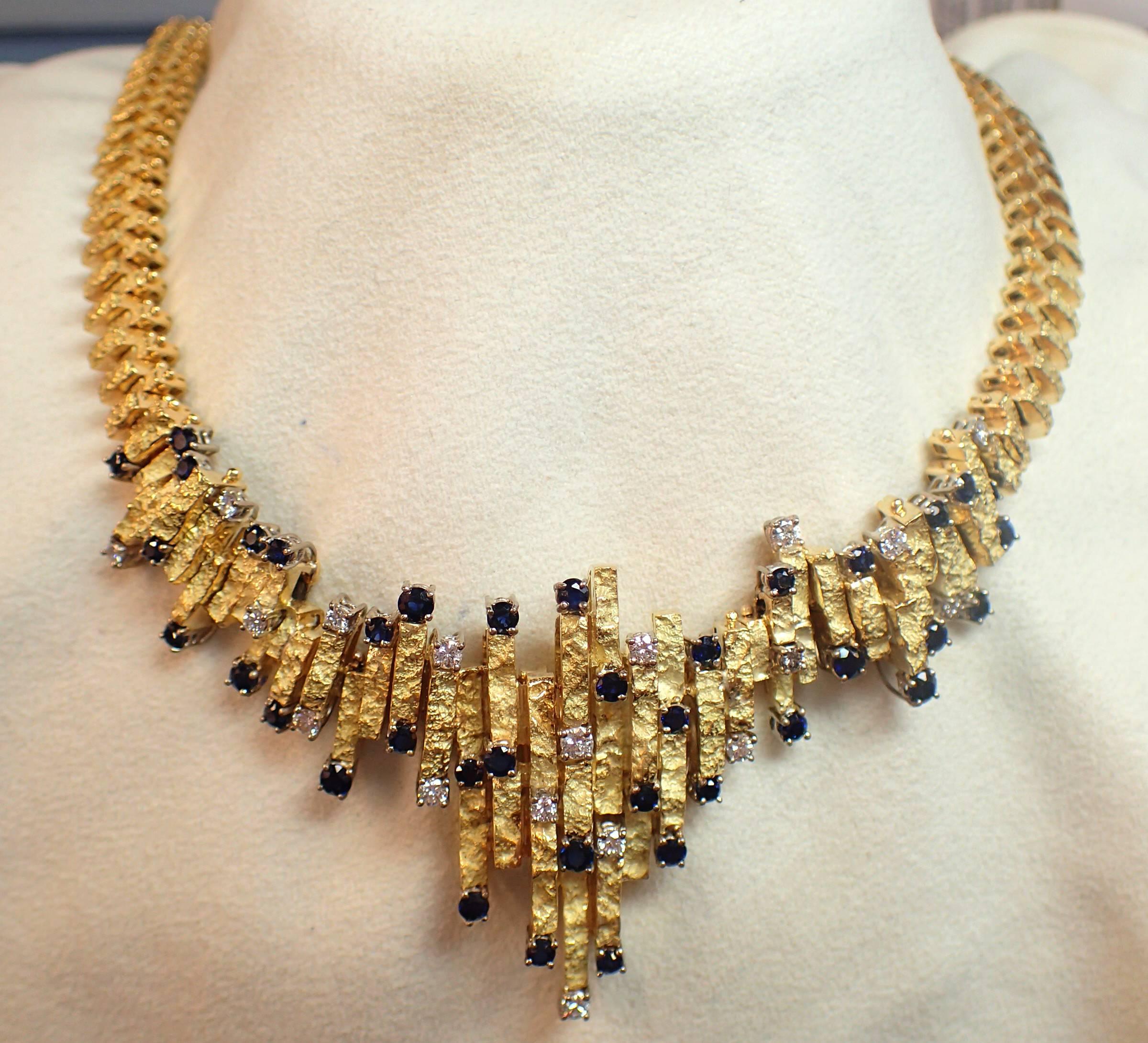 Italian 1960s Diamond and Sapphire Necklace 1
